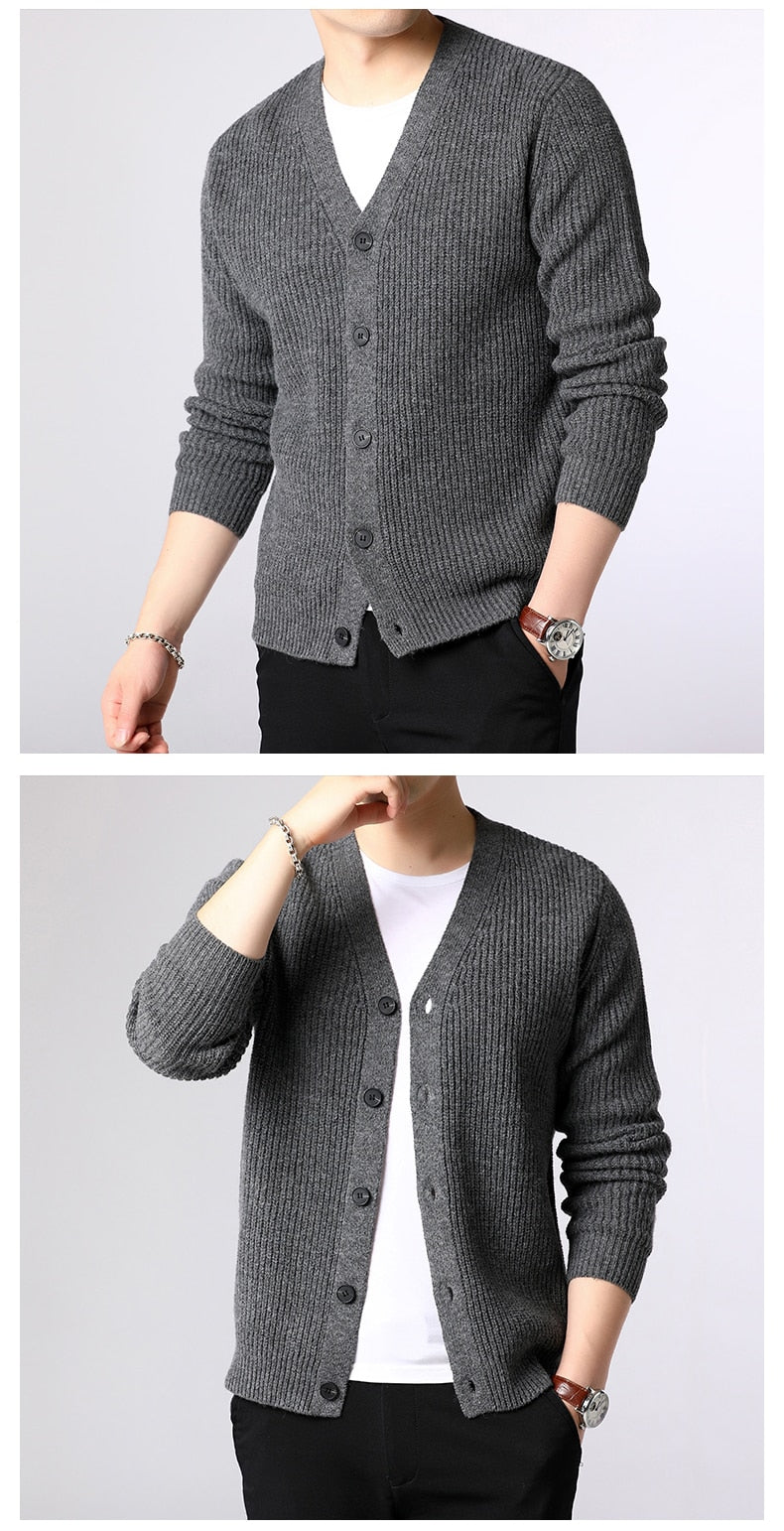 Sweater Men Cardigan Thick Slim Fit Jumpers Knitwear Warm Winter Style Casual Clothing Male