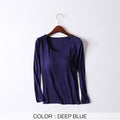 Women T-Shirts Buili-in Bra Padded Stretchable Modal Tops Tshirts Long Sleeve Plain Sexy Casual Spring Autumn