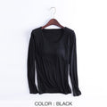 Women T-Shirts Buili-in Bra Padded Stretchable Modal Tops Tshirts Long Sleeve Plain Sexy Casual Spring Autumn
