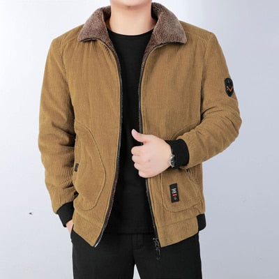 Winter Men's Bomber Jacket Man Corduroy Cotton Warm Padded Coats Casual Outwear Thermal Jackets Mens Clothing