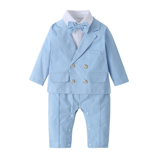 Baby Boy Boutique Clothing infant Boys Gentleman Formal Outfit Children Birthday Christening Clothes Toddler Romper + Coat