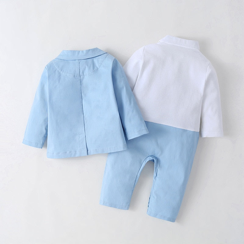 Baby Boy Boutique Clothing infant Boys Gentleman Formal Outfit Children Birthday Christening Clothes Toddler Romper + Coat