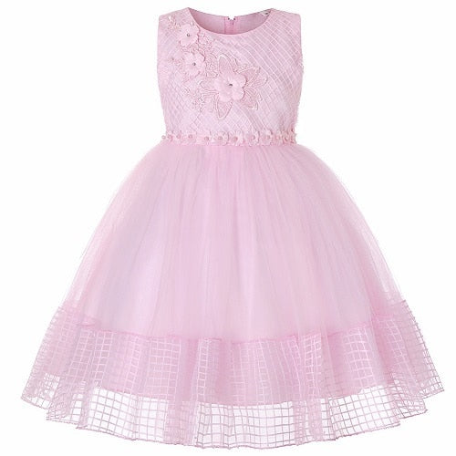 Baby Girl Princess Ball Gown Dress Flower Lace Children Bridemaid For Wedding Formal Party Prom Dresses Children Clothing 2-15 Y