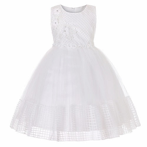 Baby Girl Princess Ball Gown Dress Flower Lace Children Bridemaid For Wedding Formal Party Prom Dresses Children Clothing 2-15 Y