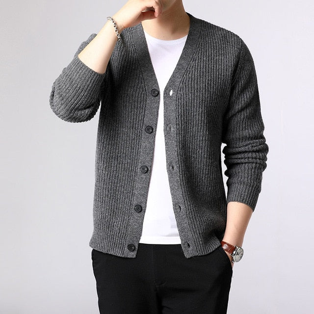 Sweater Men Cardigan Thick Slim Fit Jumpers Knitwear Warm Winter Style Casual Clothing Male