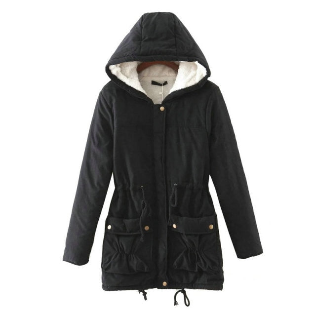 Veste d'hiver femmes Hip Hop Streetwear coton rembourré manteau d'hiver femmes chaud fermeture éclair Parka femmes à capuche longue veste manteau