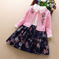 Elegant Girls clothing set new spring autumn Kids princess coat+dress 2Pcs suit for girl party children clothes