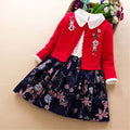 Elegant Girls clothing set new spring autumn Kids princess coat+dress 2Pcs suit for girl party children clothes