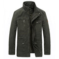 Military Jacket Men Spring Autumn Cotton Multi-pockets Quality Outwear Casual Mid-Long Coats Male