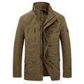 Military Jacket Men Spring Autumn Cotton Multi-pockets Quality Outwear Casual Mid-Long Coats Male