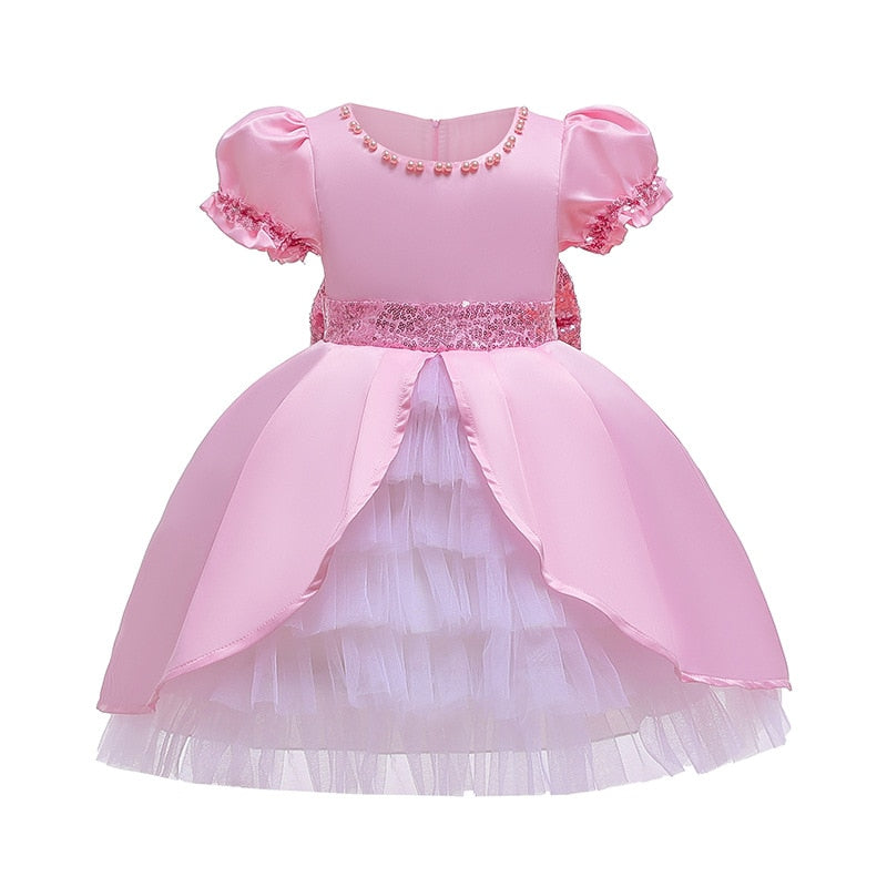 Robe de baptême pour petites filles, tenue de princesse moelleuse pour enfants, robes d'anniversaire pour nourrissons