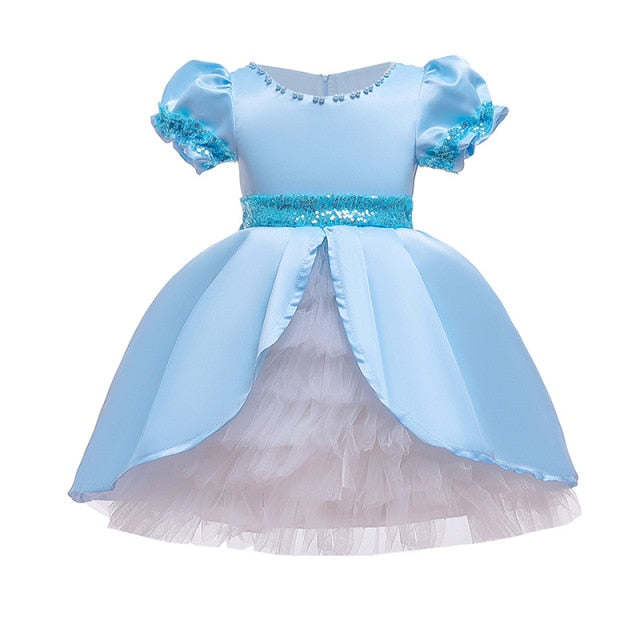 Robe de baptême pour petites filles, tenue de princesse moelleuse pour enfants, robes d'anniversaire pour nourrissons