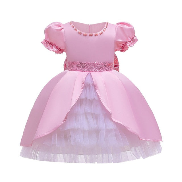 Robe de baptême pour petites filles, tenue de princesse moelleuse pour enfants, robes d'anniversaire pour nourrissons