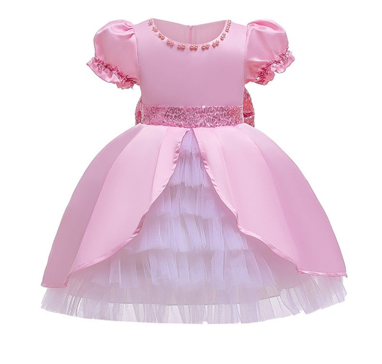 Robe de baptême pour petites filles, tenue de princesse moelleuse pour enfants, robes d'anniversaire pour nourrissons