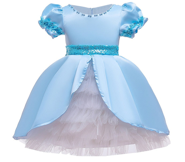 Robe de baptême pour petites filles, tenue de princesse moelleuse pour enfants, robes d'anniversaire pour nourrissons