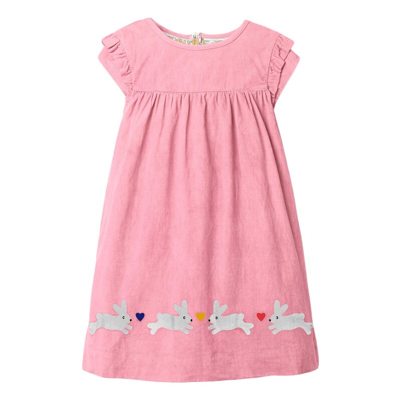 Frocks pour filles été bébé fille enfants vêtements enfant en bas âge lapin Applique décontracté coton robe pour enfants 2-7 ans