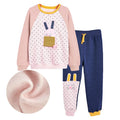 Vêtements d'automne et d'hiver pour bébés filles, tenues décontractées en coton pour tout-petits, ensemble de vêtements avec des appliques de lapin à pois pour enfants de 2 à 7 ans