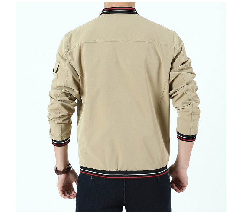 Men's Bomber Zipper Jacket Double-Side Wear Cotton Coats Casual Outwear Slim Fit Baseball Jackets Men Clothing