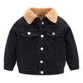 Boys Girls Denim Coat Sherpa Lined Boys Winter Jacket Thick Children Fleece Outerwear for Girls Clothes