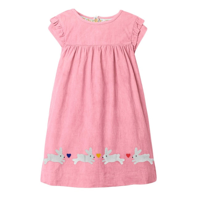 Frocks pour filles été bébé fille enfants vêtements enfant en bas âge lapin Applique décontracté coton robe pour enfants 2-7 ans