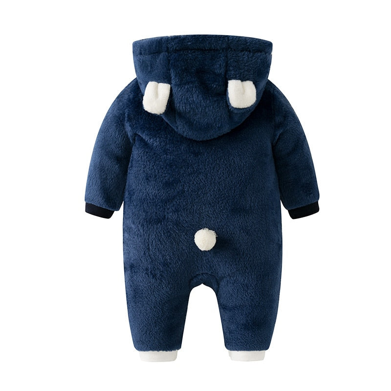 New born Baby Rompers Autumn Winter Warm Soft Bear Lining Fleece Climbing Clothes For Boys Girls Infant Jumpsuit Outwear