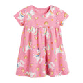 Robe d'été en coton pour petites filles, vêtements roses décontractés avec animaux, pour enfants de 2 à 7 ans