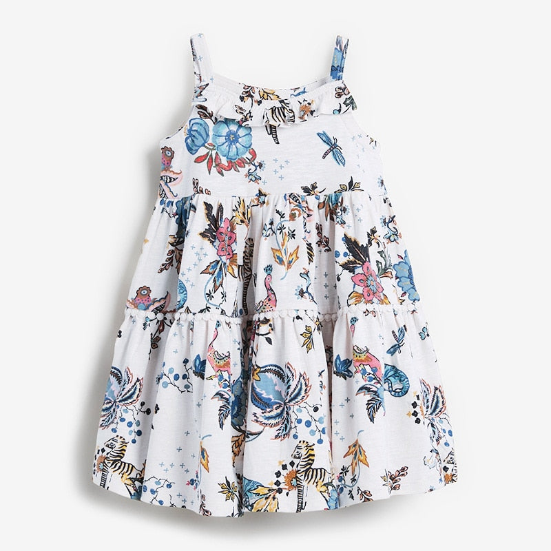 Enfant en bas âge fille coton sans manches point Animal décontracté chasuble mignon fleur enfants 2-7 ans