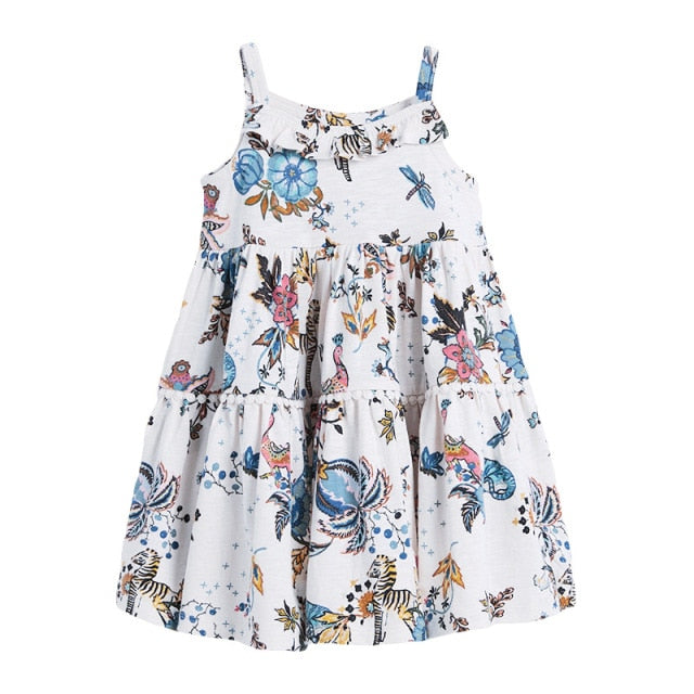 Enfant en bas âge fille coton sans manches point Animal décontracté chasuble mignon fleur enfants 2-7 ans