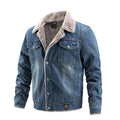 Winer Mens Denim Jacket Trendy Fleece Warm Denim Jacket Male Bomber Windbreaker Cowboy Coats Clothing