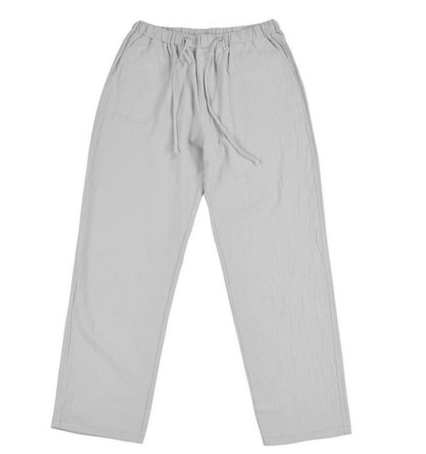 Pantalons en lin pour hommes, pantalons décontractés, vêtements d'été, couleur unie, droite, ample, streetwear