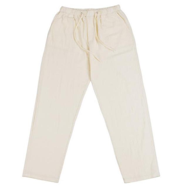 Pantalons en lin pour hommes, pantalons décontractés, vêtements d'été, couleur unie, droite, ample, streetwear