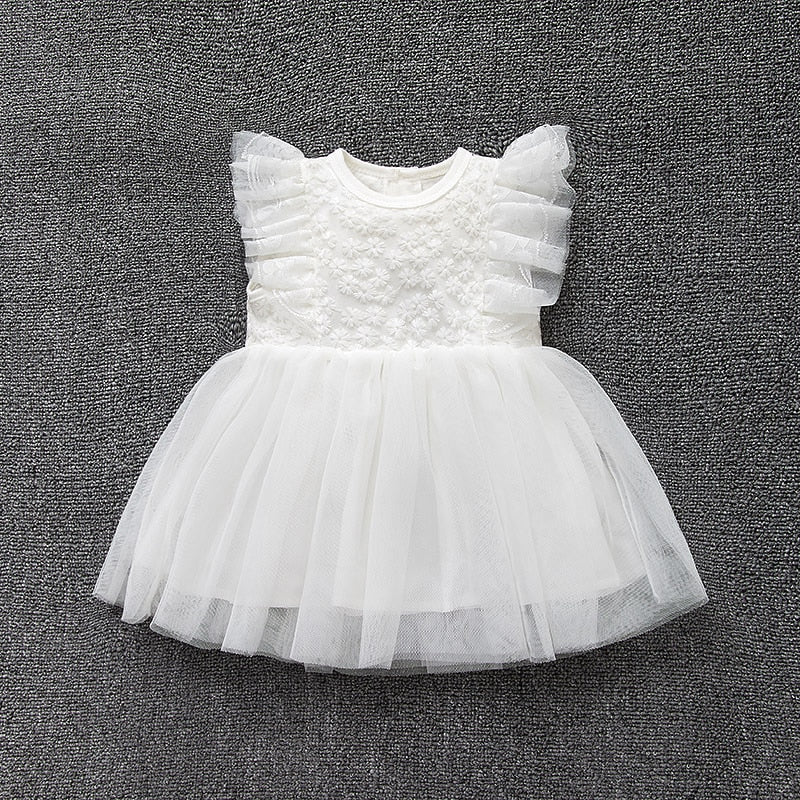 Bébé robe d'été filles princesse dentelle robe bébé baptême baptême robe fête mariage 0-12 mois photo tir jolie robe