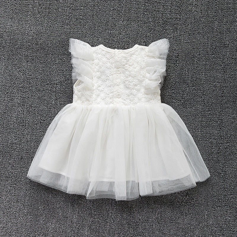 Bébé robe d'été filles princesse dentelle robe bébé baptême baptême robe fête mariage 0-12 mois photo tir jolie robe