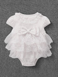 Newborn bodysuit dress for baby girls wedding half birthday bodysuit lace cotton jumpers summer