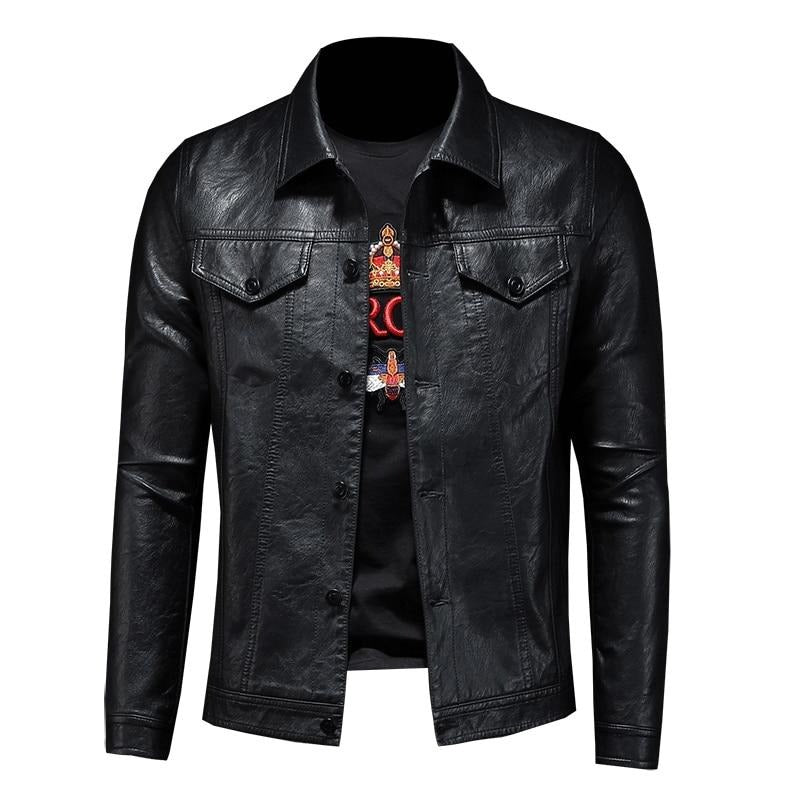 Nouvelle veste en cuir pour hommes veste en cuir d'hiver Biker moto fermeture éclair à manches longues manteau haut chemisiers