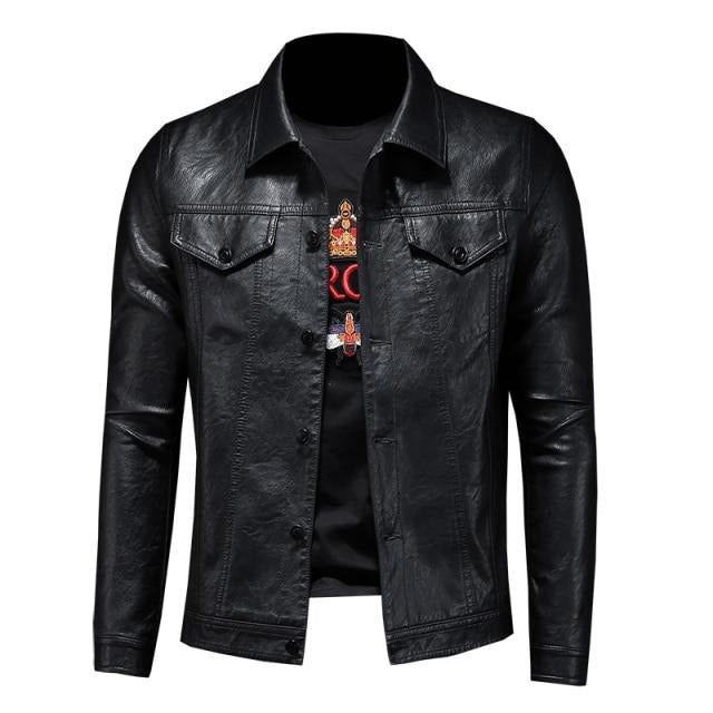 Nouvelle veste en cuir pour hommes veste en cuir d'hiver Biker moto fermeture éclair à manches longues manteau haut chemisiers