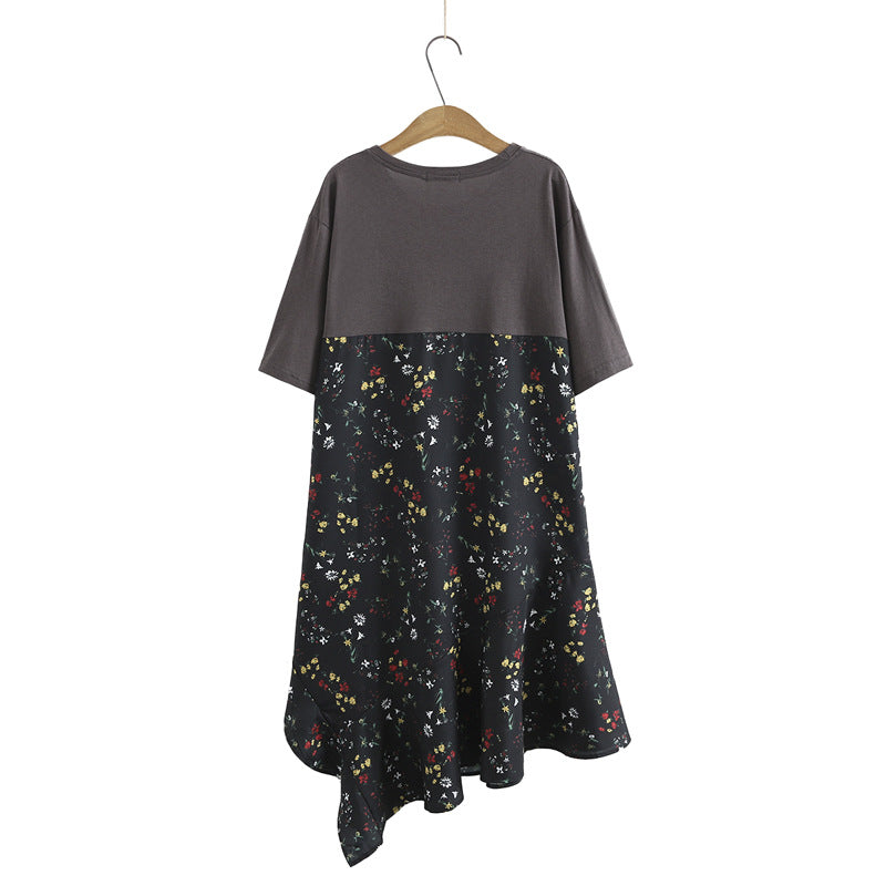 Robe d'été pour femmes Patchwork Floral Robes longues irrégulières