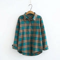 Women's Plaid Blouse Long Sleeved Officewear blouse Casual Oversized Tops