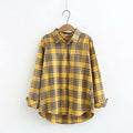 Women's Plaid Blouse Long Sleeved Officewear blouse Casual Oversized Tops