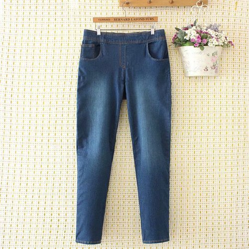 Women's High Waist Elastic Waist Casual Jeans Oversize Long Denim Pants