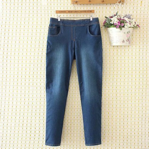 Women's High Waist Elastic Waist Casual Jeans Oversize Long Denim Pants