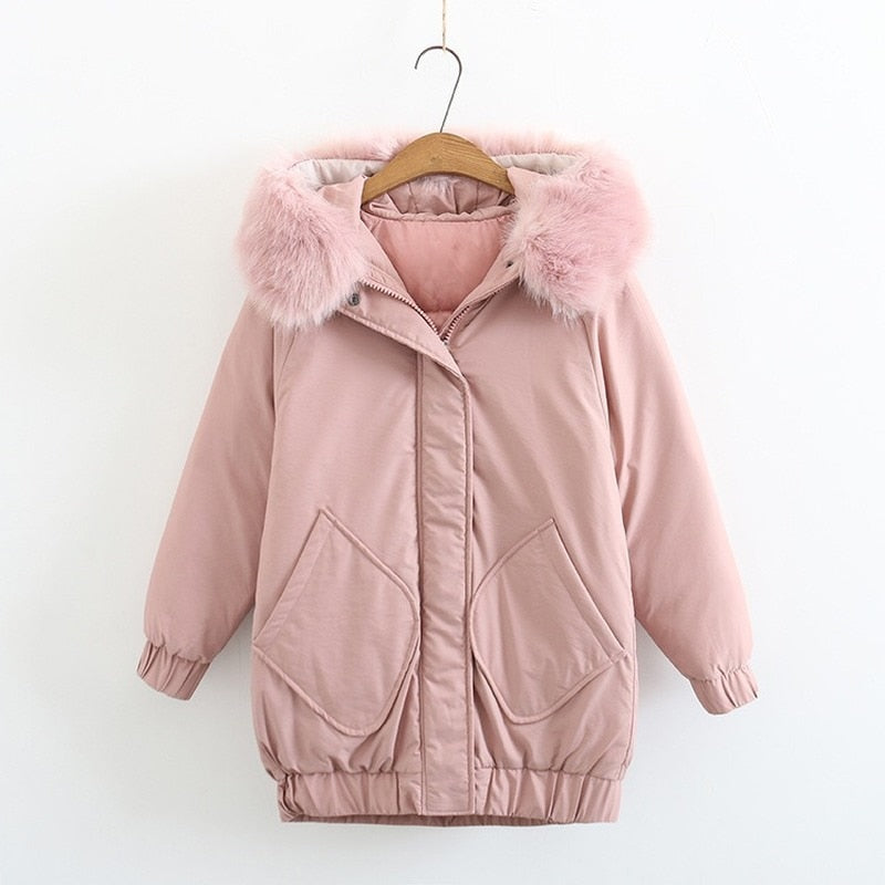 Winter Jacket Women Loose Duck Down Jacket Female Long Down Parka Thick Hooded Coat Plus Size Overcoat