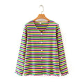 Women Knitted Cardigan V-neck Stripe Long-sleeved Comfort Spring Autumn t shirts