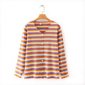 Women Knitted Cardigan V-neck Stripe Long-sleeved Comfort Spring Autumn t shirts