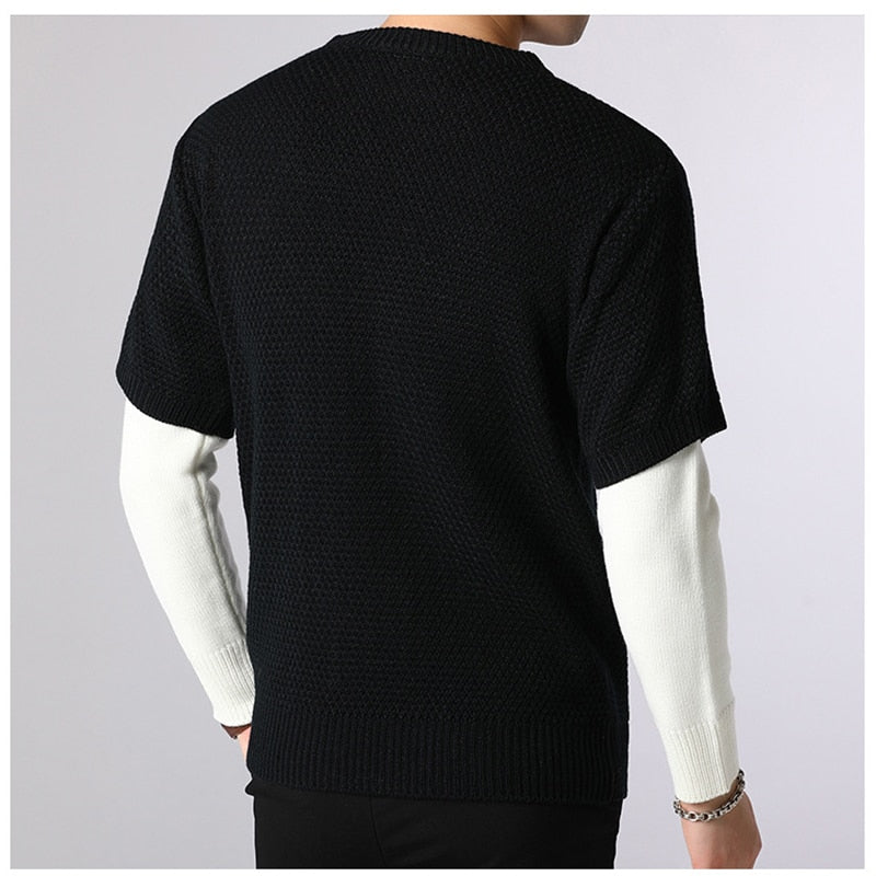 Sweater Men Spring Autumn Warm Mens Patchwork Sweaters Casual O-Neck Pull Homme Long-sleeve Pullover Men