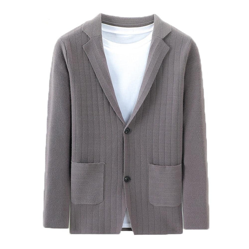 Men's Autumn Sweater Simple Suit Collar Long Sleeve Coat