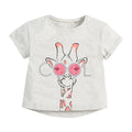 Enfants été nouveau bébé filles vêtements Animal à manches courtes girafe gris coton t-shirt garçon t-shirt hauts