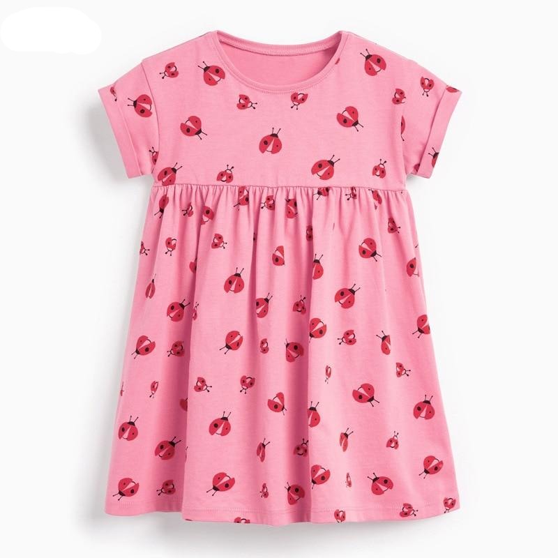 New Summer Baby Girls Clothes Dress Toddler Cotton Insect Causal Pink Dresses for Kids 2-7 Years