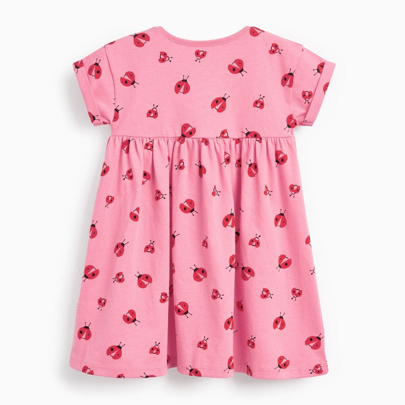 New Summer Baby Girls Clothes Dress Toddler Cotton Insect Causal Pink Dresses for Kids 2-7 Years