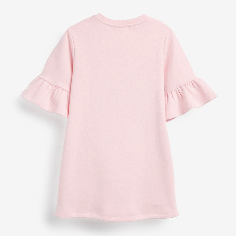 Vêtements d'automne et de printemps pour bébés filles, robes roses décontractées en coton avec des appliques de fruits pour enfants de 2 à 7 ans